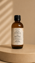 200ml bottle of Luna Vanilla extract on a beige background
