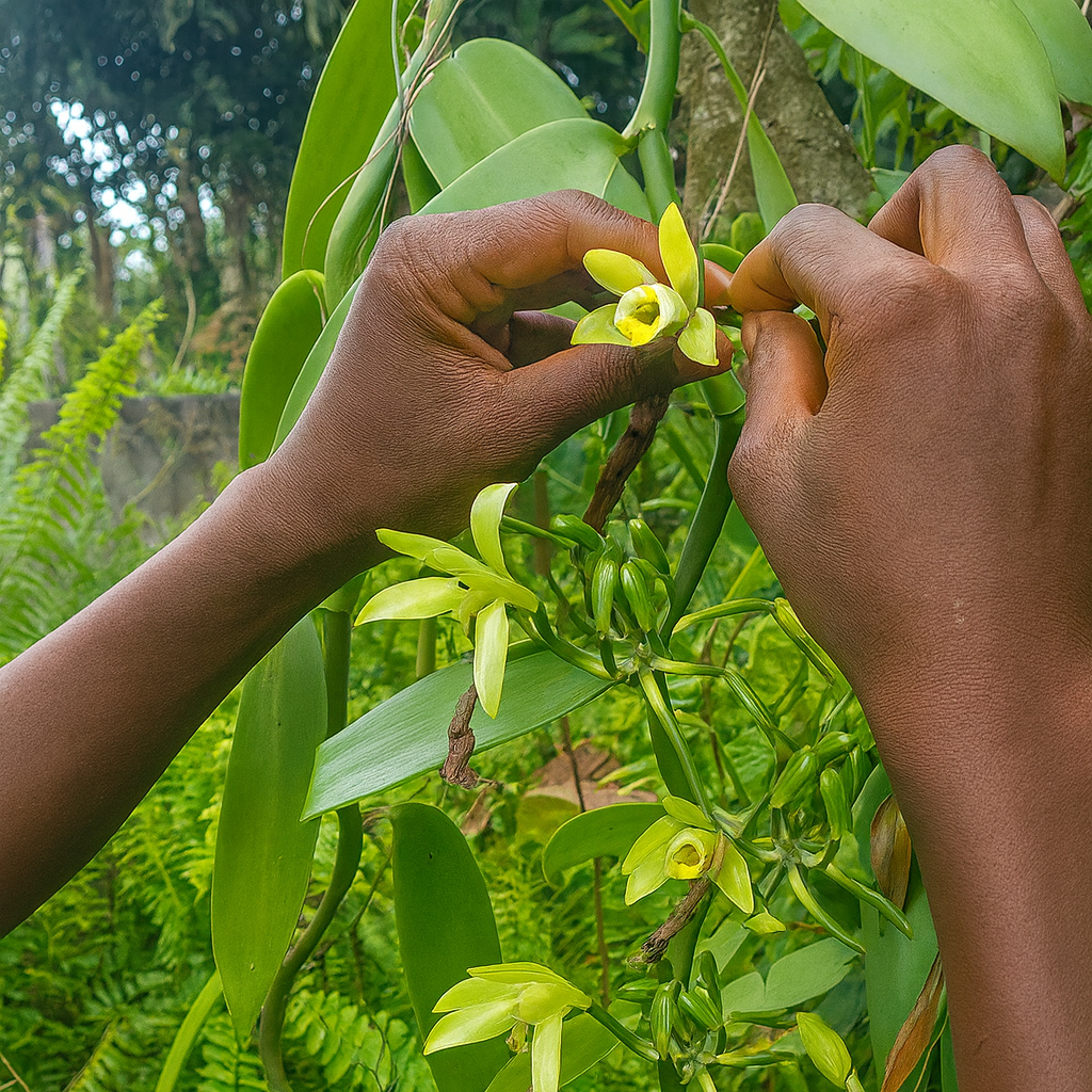 Hand pollination of Comoros Vanilla | Luna Vanilla Australia | Buy Vanilla Beans Australia