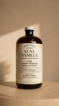 Luna Vanilla 1 litre vanilla extract bottle on a beige background